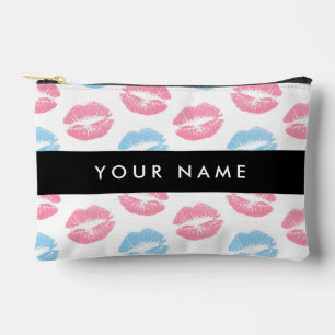 Pink Lips, Blue Lips, Kiss, Your Name, Personalise Accessory Pouch