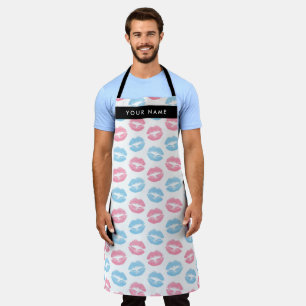 Pink Lips, Blue Lips, Kiss, Your Name, Personalise Apron