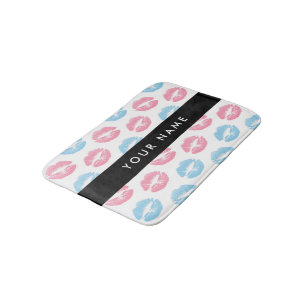 Pink Lips, Blue Lips, Kiss, Your Name, Personalise Bath Mat