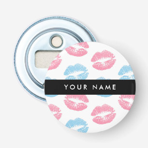 Pink Lips, Blue Lips, Kiss, Your Name, Personalise Bottle Opener