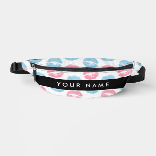 Pink Lips, Blue Lips, Kiss, Your Name, Personalise Bum Bags