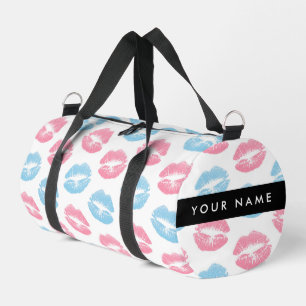 Pink Lips, Blue Lips, Kiss, Your Name, Personalise Duffle Bag