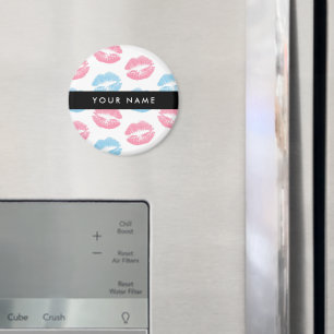 Pink Lips, Blue Lips, Kiss, Your Name, Personalise Magnet
