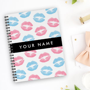 Pink Lips, Blue Lips, Kiss, Your Name, Personalise Notebook