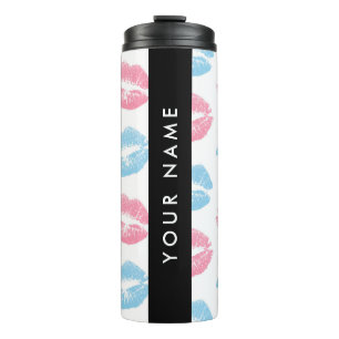 Pink Lips, Blue Lips, Kiss, Your Name, Personalise Thermal Tumbler
