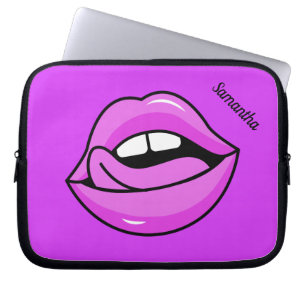 Pink Lips custom name laptop sleeves