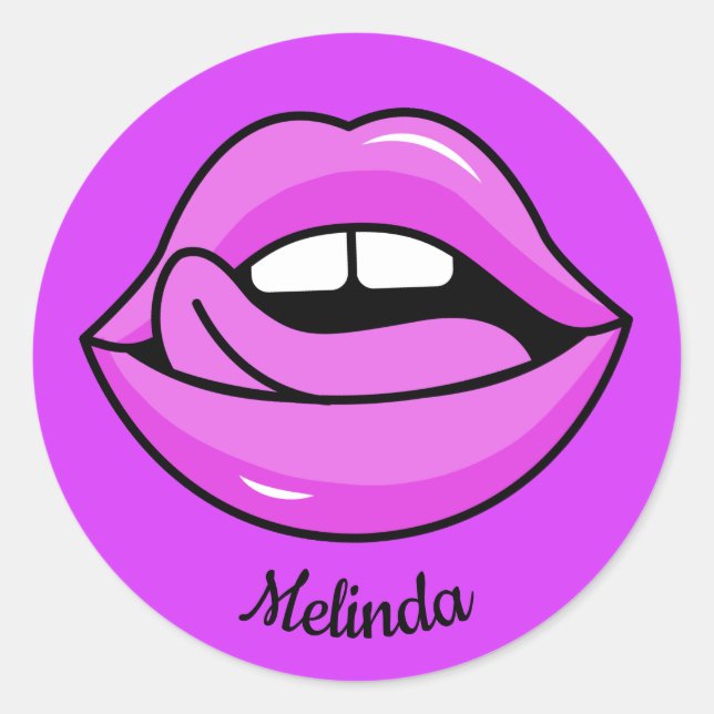 Pink Lips custom name stickers (Front)