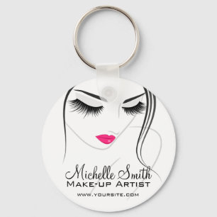 Pink lips Face long lashes Lash Extensions Key Ring