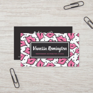 Pink Lips Kiss Lipstick Beauty Distributor Custom Business Card
