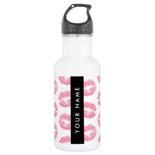 Pink Lips, Kiss, Lipstick, Your Name, Personalise 532 Ml Water Bottle