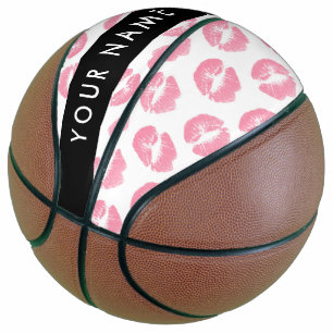 Pink Lips, Kiss, Lipstick, Your Name, Personalise Basketball