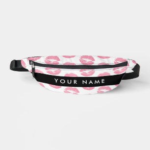 Pink Lips, Kiss, Lipstick, Your Name, Personalise Bum Bags