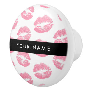 Pink Lips, Kiss, Lipstick, Your Name, Personalise Ceramic Knob