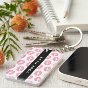 Pink Lips, Kiss, Lipstick, Your Name, Personalise Key Ring