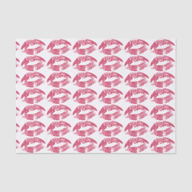 Pink Lips Kiss Pattern Tissue Paper (Front)