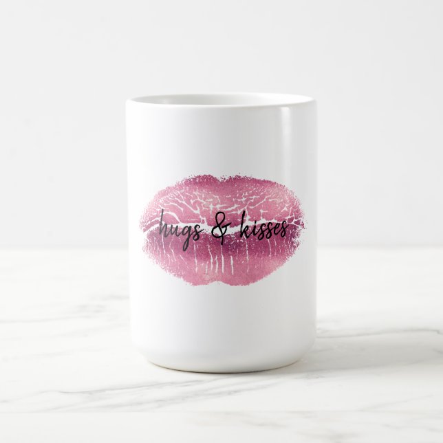 Pink Lips kiss personalized Coffee Mug (Center)