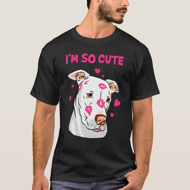 Pink Lips Kiss Sweet American Pitbull T-Shirt (Front)