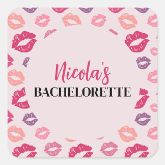 Pink Lips Kiss the Miss Bachelorette Party Sticker