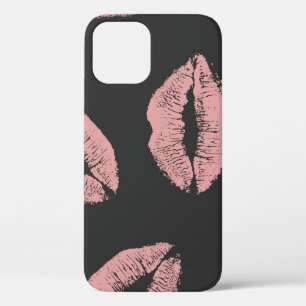 Pink lips kisses, Valentine's day pattern. iPhone 12 Case