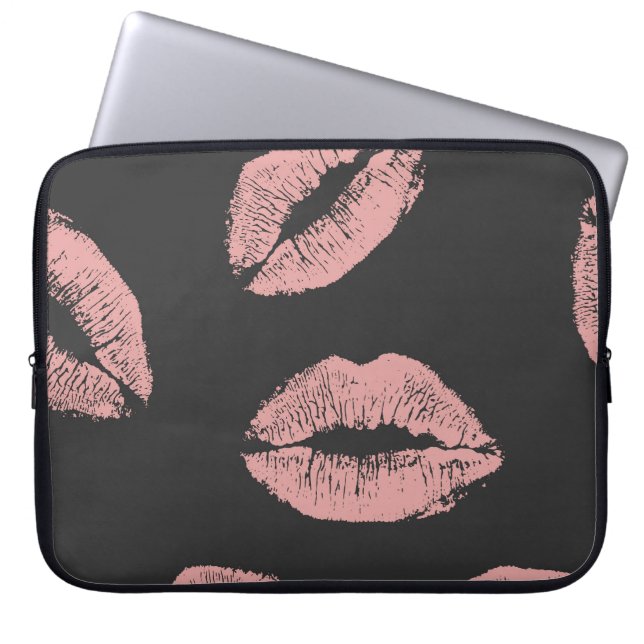 Pink lips kisses, Valentine's day pattern. Laptop Sleeve (Front)