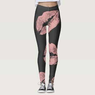 Pink lips kisses, Valentine's day pattern. Leggings