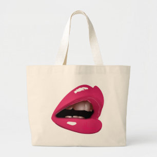 pink lips large tote bag