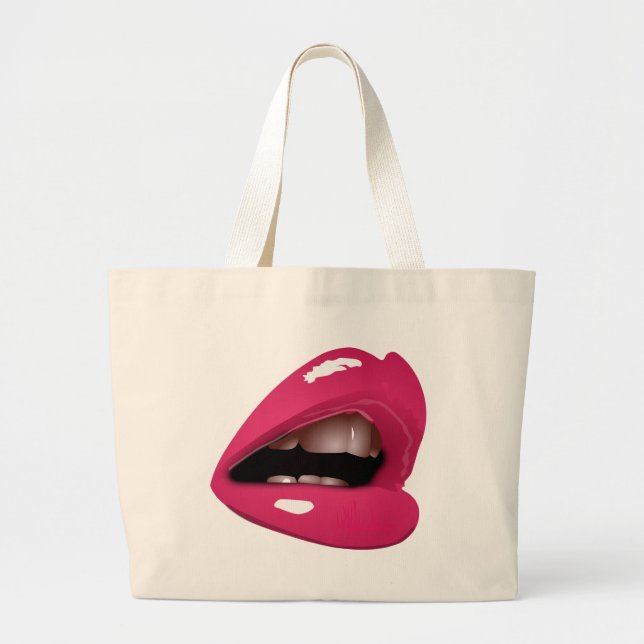 pink lips large tote bag (Front)