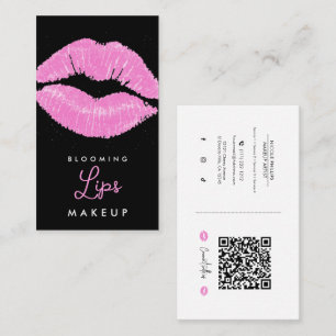 Pink Lips Lipstick Lip Stain Makeup Social Media Business Card