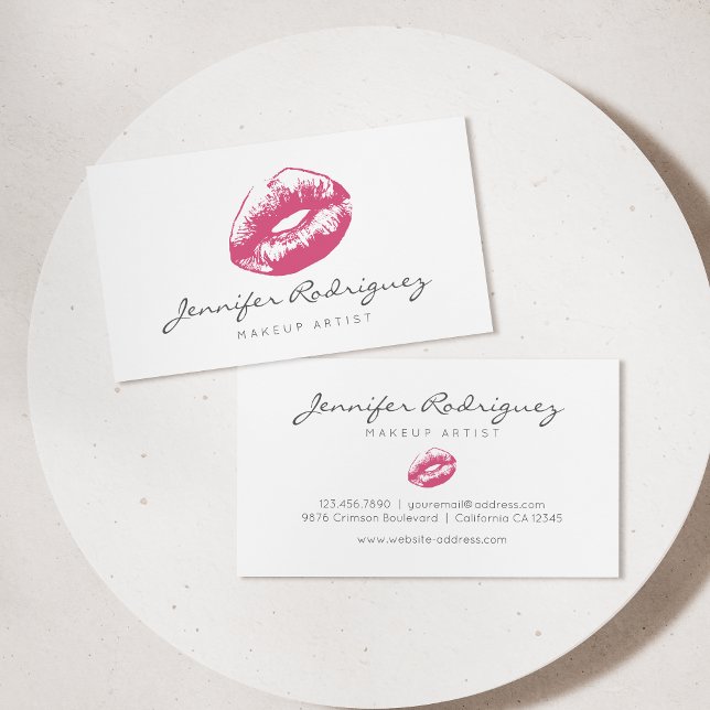 Pink Lips Lipstick Makeup Artist Cosmetic Business Card (Creator Uploaded)