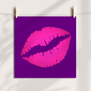 Pink Lips on Purple Poster