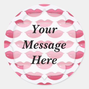 Pink Lips Pattern Classic Round Sticker