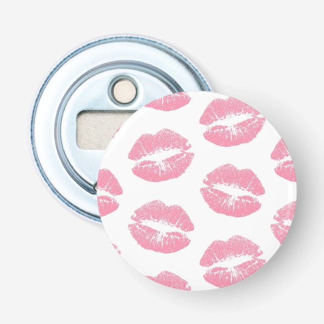 Pink Lips, Pattern Of Lips, Pink Lipstick, Kiss Bottle Opener (Front)