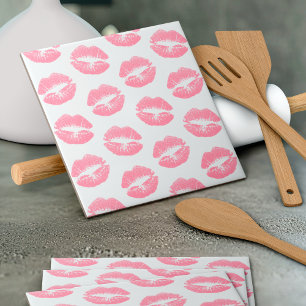 Pink Lips, Pattern Of Lips, Pink Lipstick, Kiss Ceramic Tile