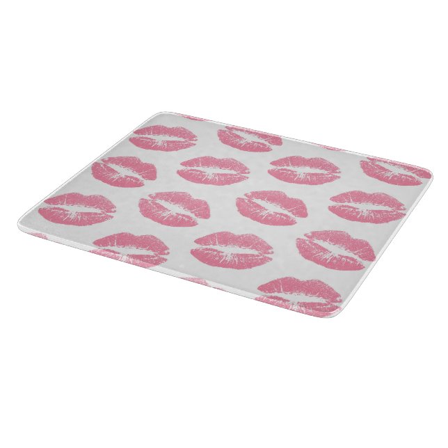 Pink Lips, Pattern Of Lips, Pink Lipstick, Kiss Cutting Board (Corner)