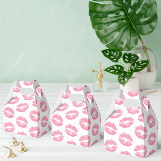 Pink Lips, Pattern Of Lips, Pink Lipstick, Kiss Favour Box (Multiple)