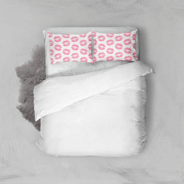 Pink Lips, Pattern Of Lips, Pink Lipstick, Kiss Pillowcase (Creator Uploaded)