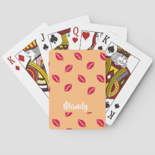 Pink lips pattern playing cards