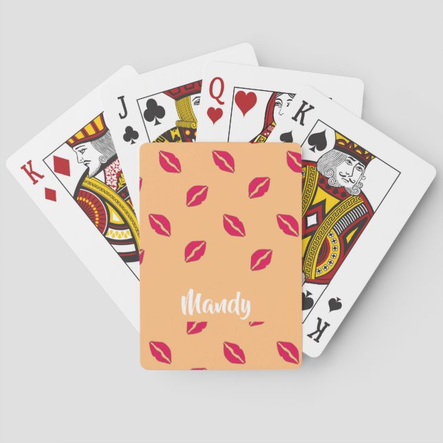 Pink lips pattern playing cards (Back)