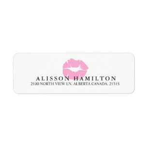 Pink Lips   Personalised Return Address Label