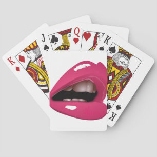 pink lips playing cards