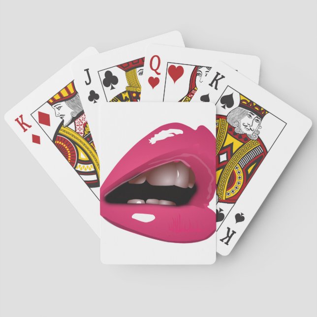 pink lips playing cards (Back)