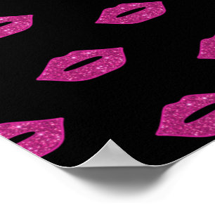 Pink Lips Purple Glitter Kisses Elegant Makeup Poster