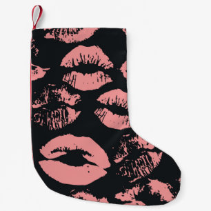 Pink Lips: Quirky Vintage Seamless Small Christmas Stocking
