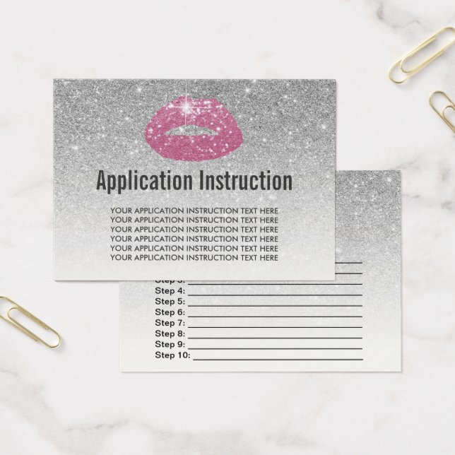 Pink Lips Silver Glitter Application Instructions (Office)