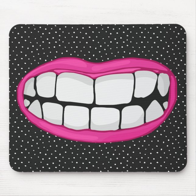pink lips smile with big teeth mouse pad (Front)