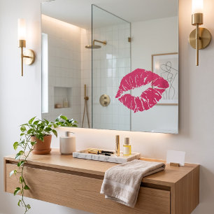 Pink Lips Static Glass Decal