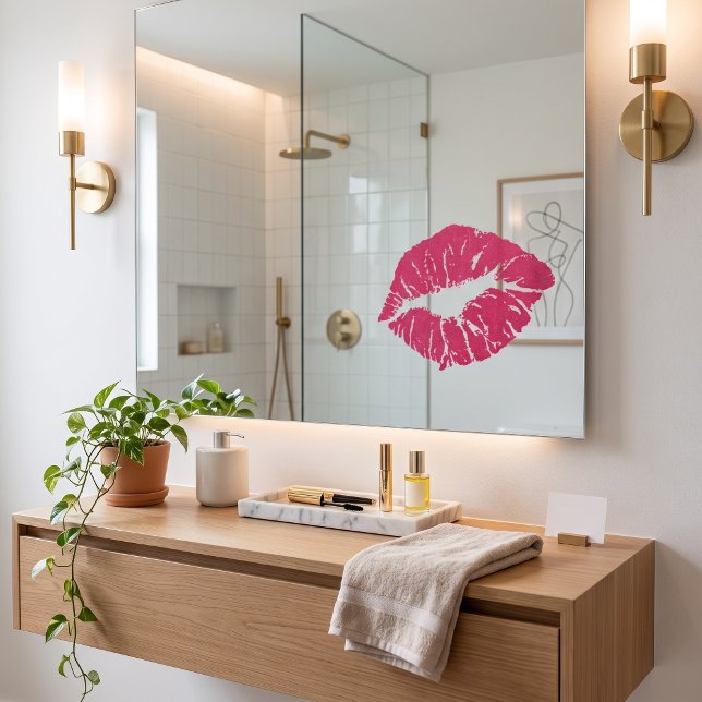 Pink Lips Static Glass Decal (Pucker up for a gorgeous reflection.)