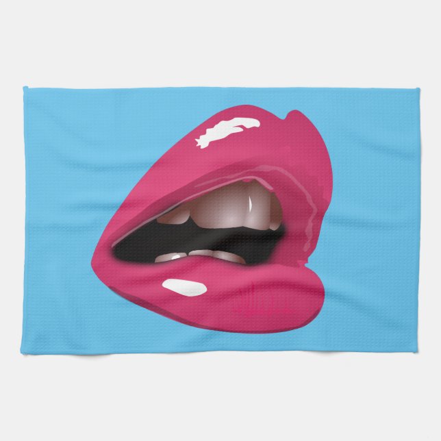 pink lips tea towel (Horizontal)