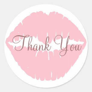 Pink Lips Thank You Classic Round Sticker