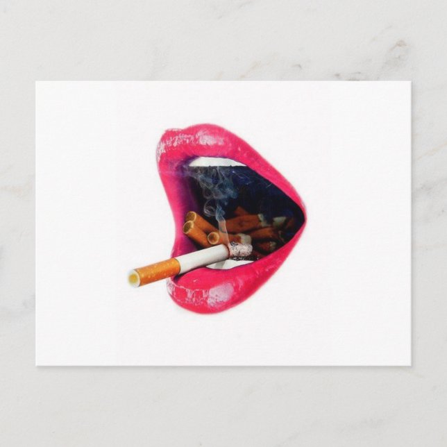 Pink Lips with a cigarette Postcard (Front)